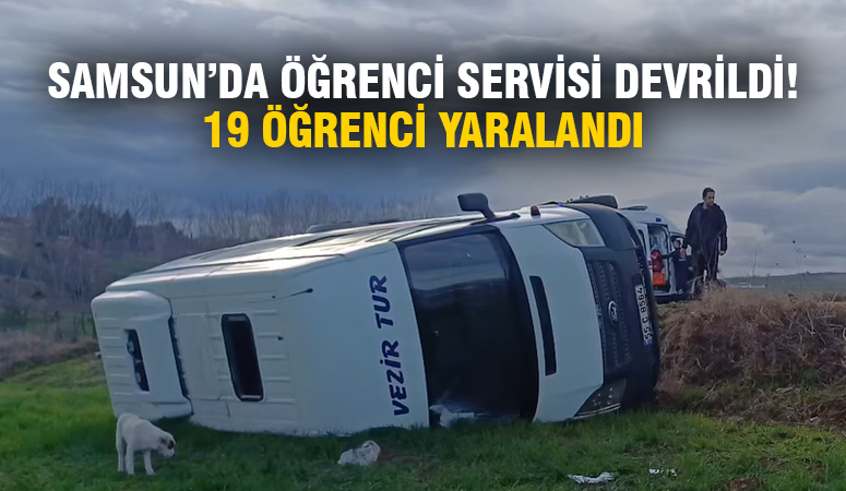 Samsun’da Öğrenci Servisi Devrildi! 19 Yaralı